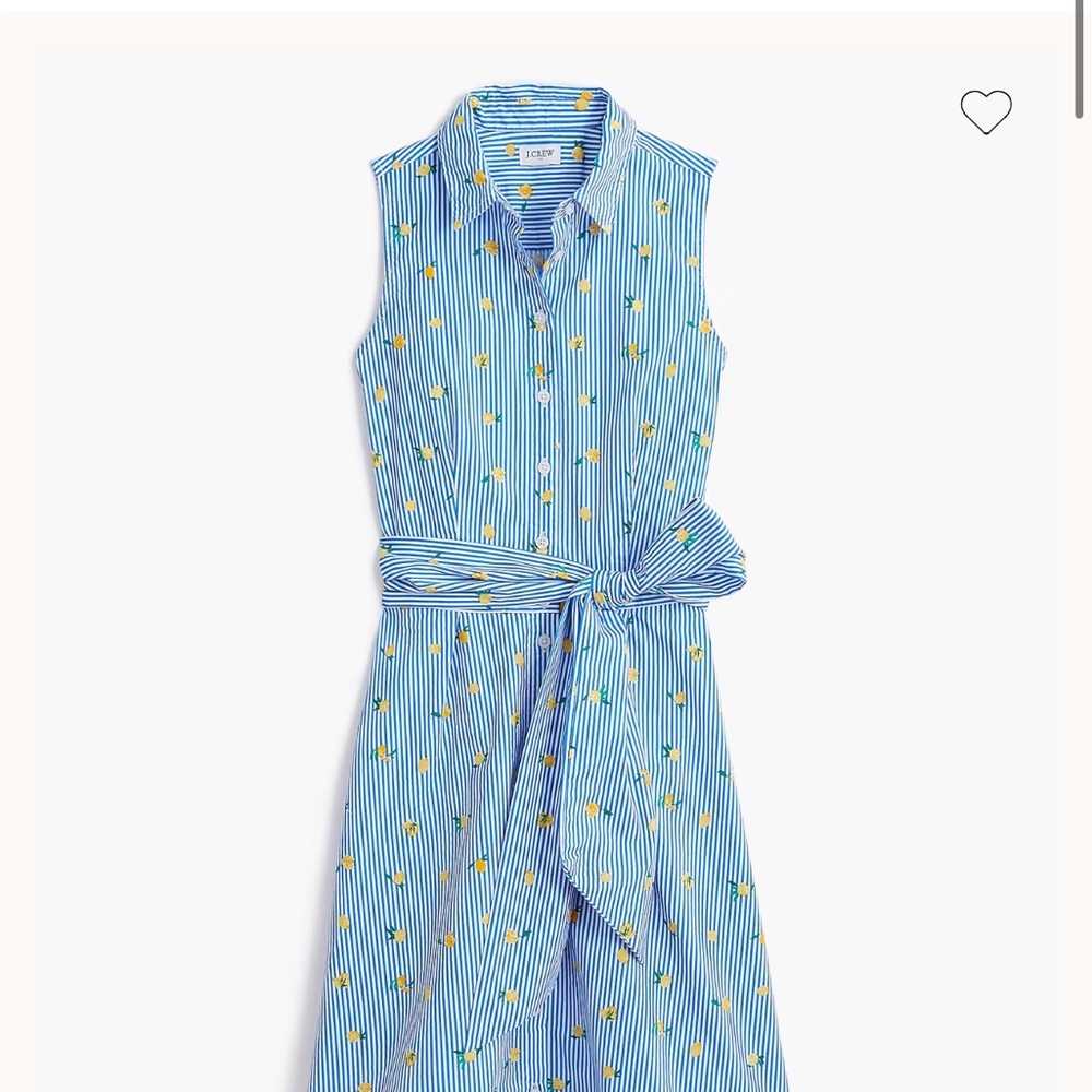 J. Crew Lemon-print sleeveless tie-waist shirt-dress